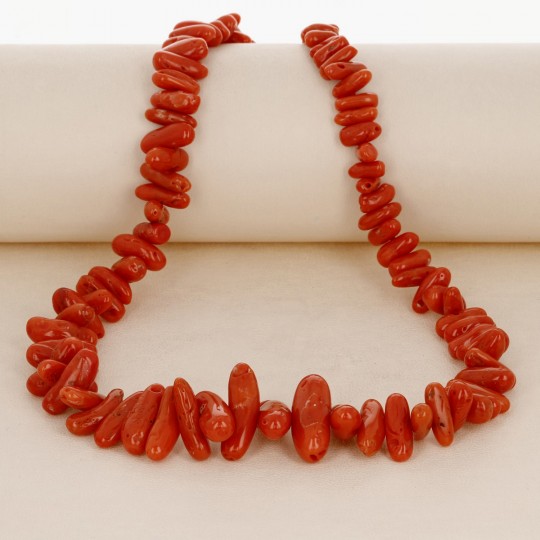 Natural Red Coral Long Necklace