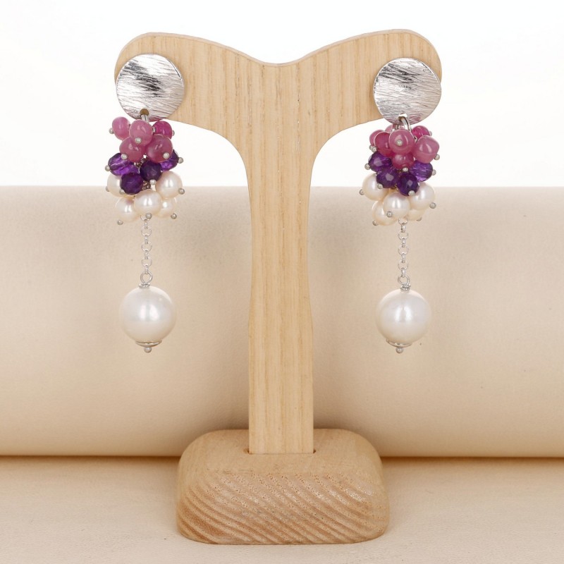 HOld HP pearl with Apatite , amethyst, large outlets pink pearl earrings