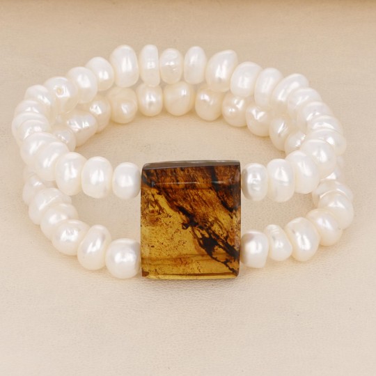 Armband mit elastischen Perlen und Amber