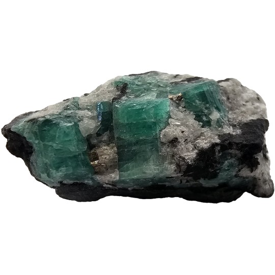 Emerald Stone with Pirite and Calcite