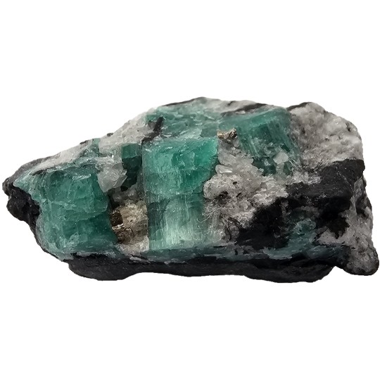 Emerald Stone with Pirite and Calcite