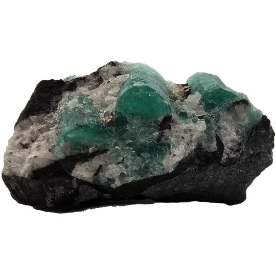 Emerald Stone with Pirite and Calcite