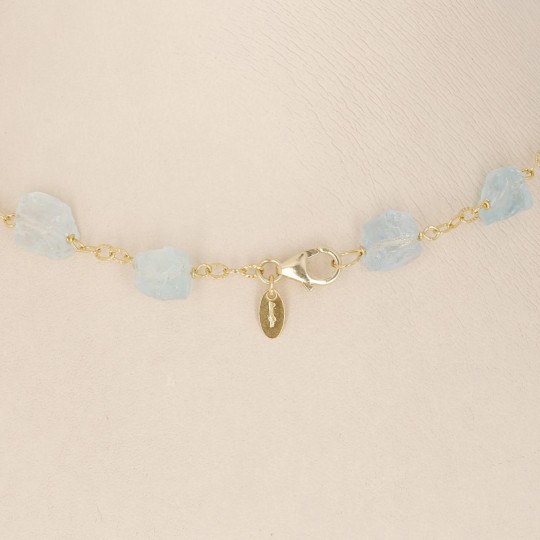 Collier con 19 Sassi Grezzi di Acquamarina