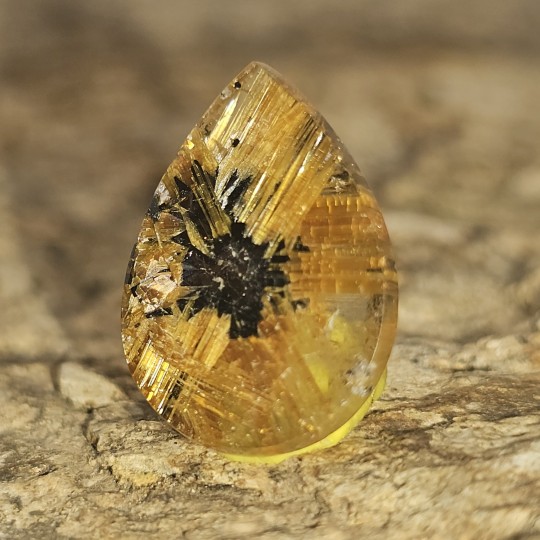 Quartz Stone with Rutile Star Drop Shape