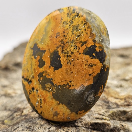 Calcite with Orpimento Cabochon Oval