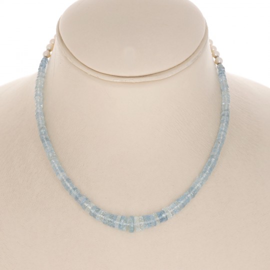 Necklace of Aquamarine and Pearls