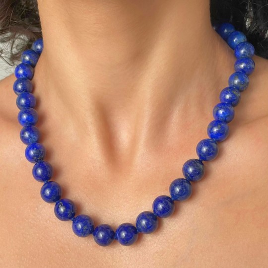 Collana Girocollo Lapis Naturale Sferico Liscio