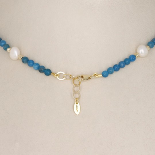 Collana su Cavetto con Apatite e Perle