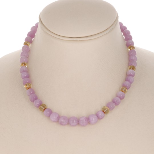 Necklace with Kunzite and Citrine Quartz