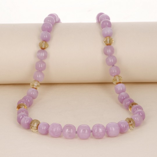 Necklace with Kunzite and Citrine Quartz