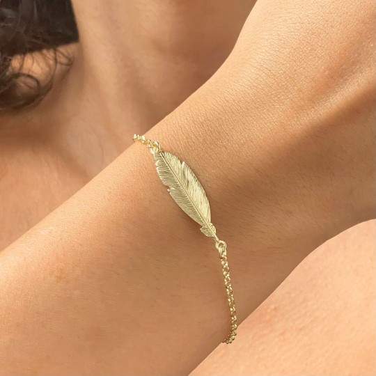 925‰ Golden Silber Armband mit Feder