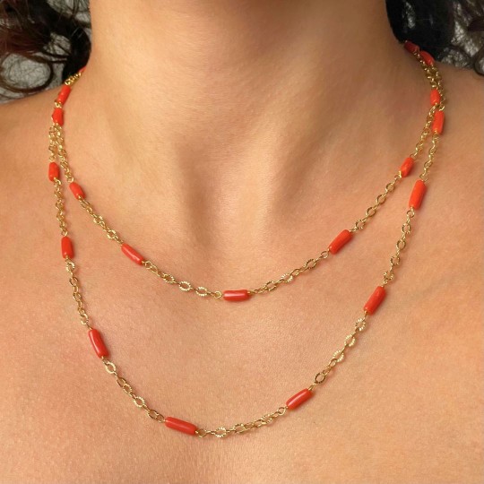 Chanel of Red Coral in Smooth Tronchetto