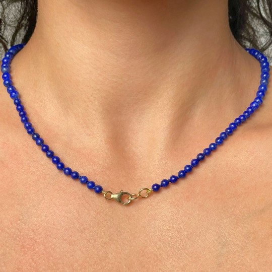 Collana di Lapis Sferico Liscio a Scalare