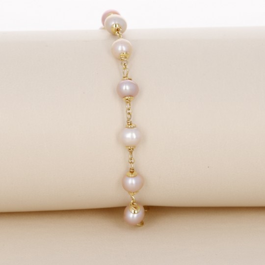 Rosary Bracelet with Pink Pearls