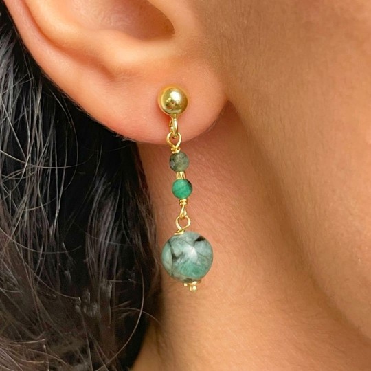 Earrings Pendents Emerald Massivo