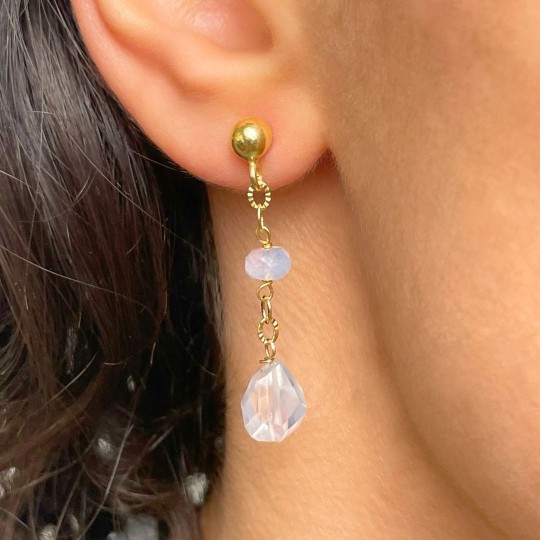 Earrings Quarzo Lavanda in Sasso and Rondella