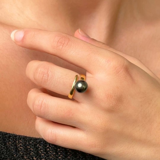 Verstellbarer Ring mit Tahiti Pearl