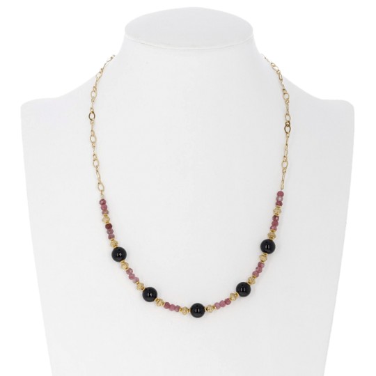 Collier with Black and Pink Tormalina