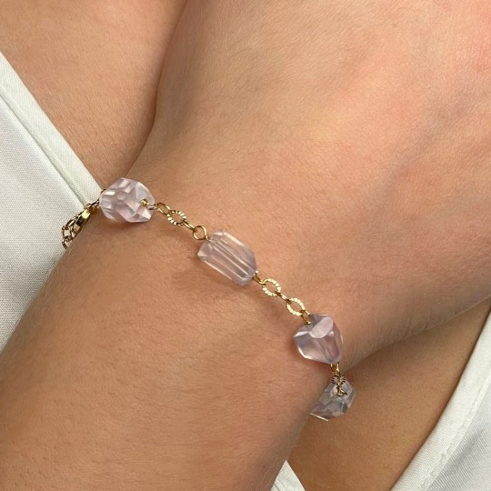 Bracciale Quarzo Lavanda a Sassolino Sfaccettato