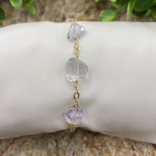 Bracciale Quarzo Lavanda a Sassolino Sfaccettato