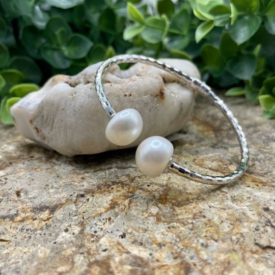 Bracciale Rigido Apribile con Perle a Bottone