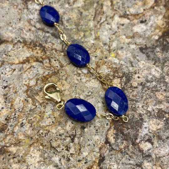 Bracelet with Lapis Oval Double Chess Cut