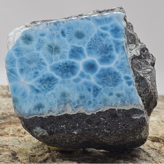 Stone Sectioned Larimar on Matrice