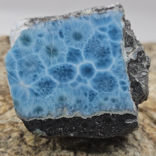 Stone Sectioned Larimar on Matrice