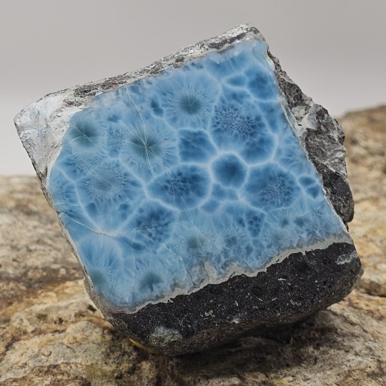 Stone Sectioned Larimar on Matrice