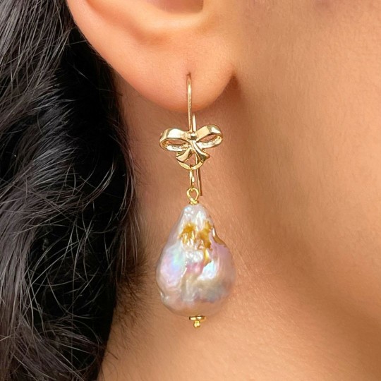 Baroque Pink Pearl Earrings