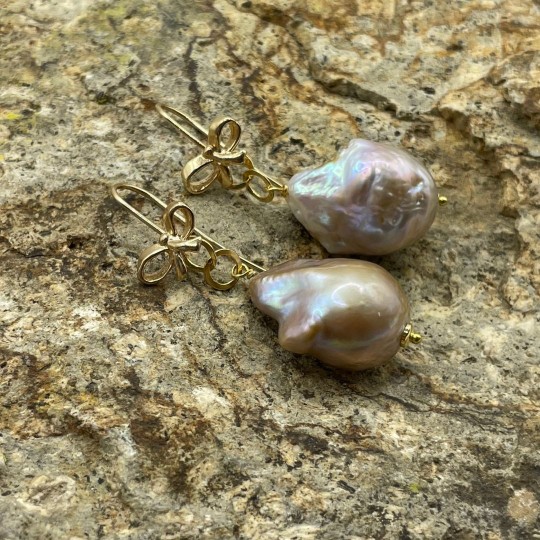 Baroque Pink Pearl Earrings