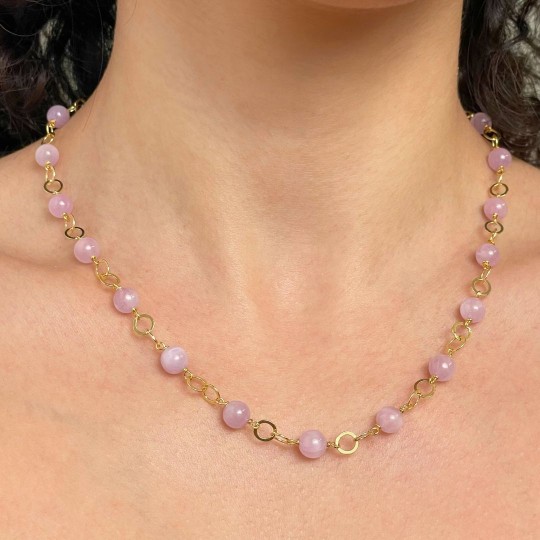 Collier mit Kunzite Sferica Liscia