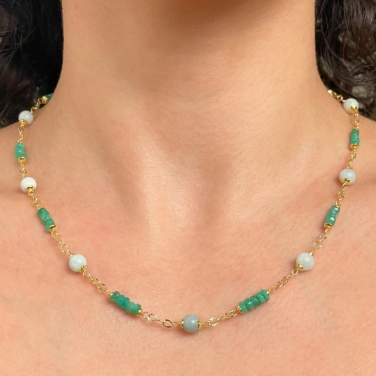 Collier mit Massive Emerald und Jade