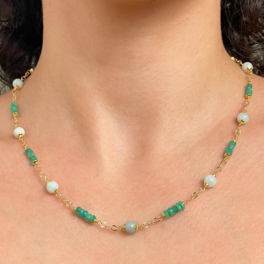 Collier mit Massive Emerald und Jade