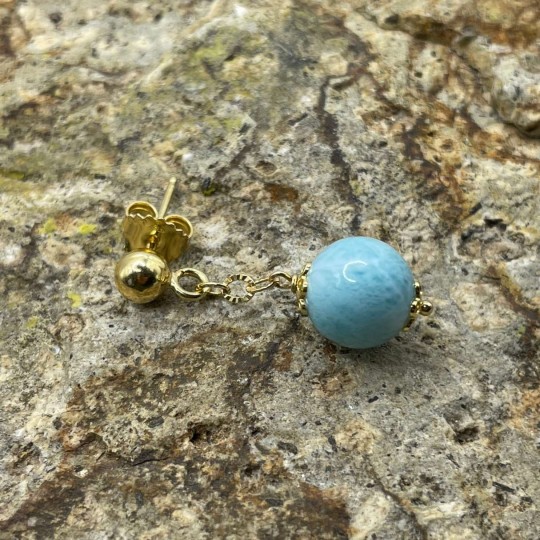 Pendant Earrings with Larimar Spherical