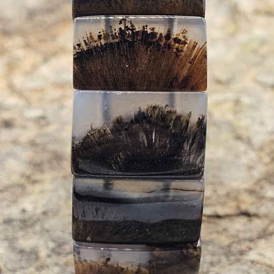 Elastic Double Bracelet with Cacoxenite in Chalcedon