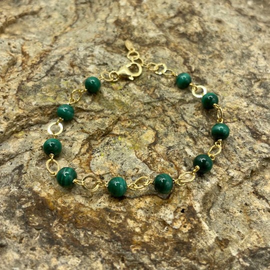 Bracciale di Malachite Sferica Liscia