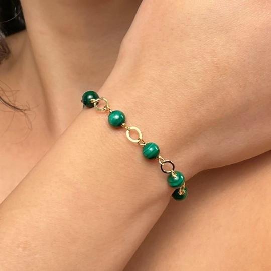 Bracciale di Malachite Sferica Liscia