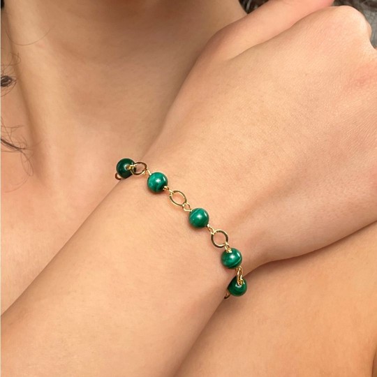 Bracciale di Malachite Sferica Liscia