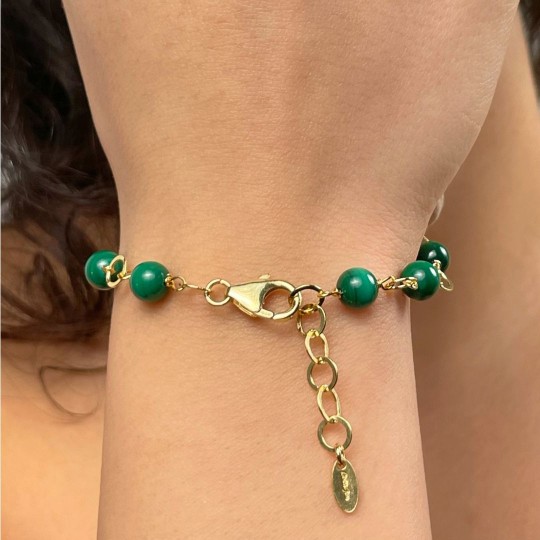 Bracciale di Malachite Sferica Liscia