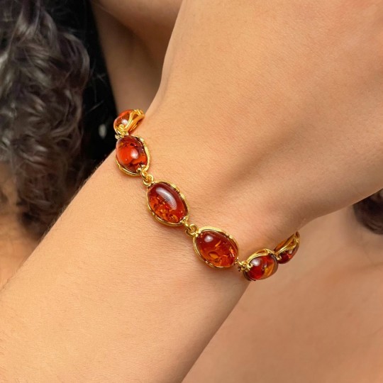 Pulsera con Baltic Amber Miele Cabochon Oval