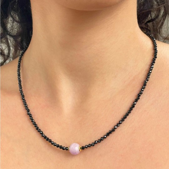 Collana su Cavetto Spinello e Kunzite