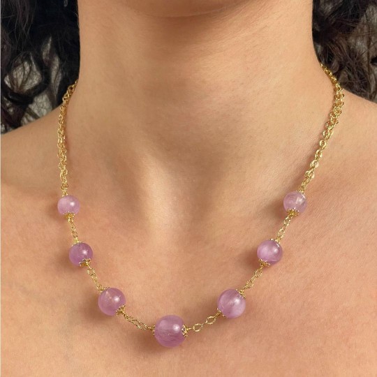 Collier di Kunzite Sferica a Scalare