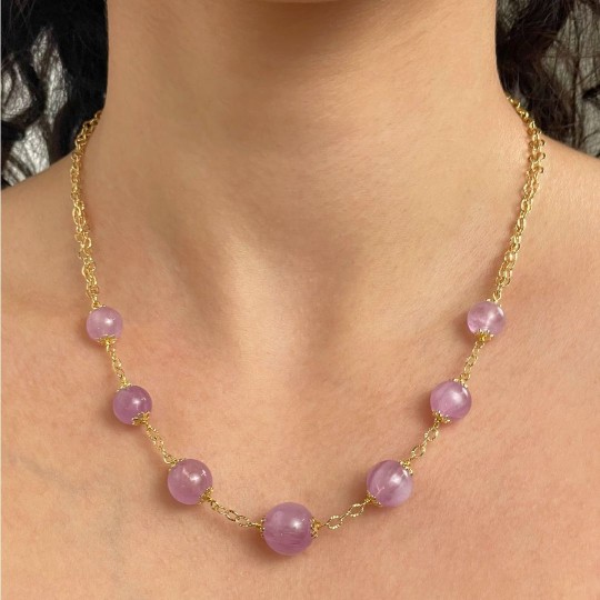 Collier di Kunzite Sferica a Scalare