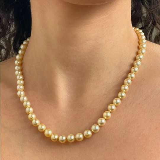 Akoya Gold Round Pearl Necklace