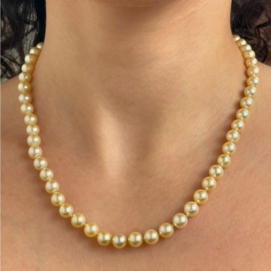 Akoya Gold Round Pearl Necklace